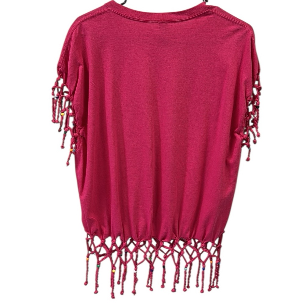 Antigua West Indies Beaded Fringed Pink Caribbean Pink Graphic Tee Womens XL - Picture 9 of 14
